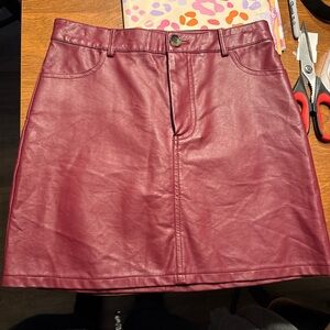 Forever 21 Maroon Faux Leather Mini Skirt